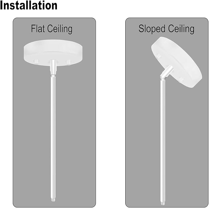 M10 Threaded Extension Rod with Sloped Ceiling Adapter Kits for Pendant Light, Island Lighting, Brushed Nickel