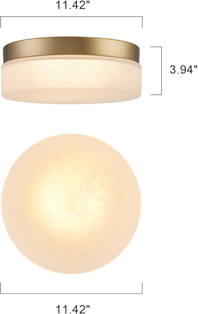 EDISLIVE Cloudy Glass LED Flush Mount Ceiling Light, 5-Step Tunable White, 11.4 Inch Modern Round Gold Ceiling Light for Bedroom, Hallway, Living Room