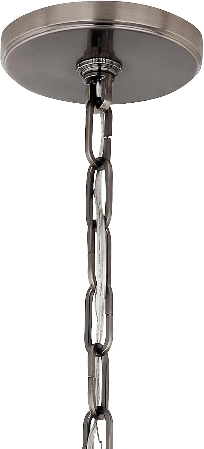 Kichler Etcher 2-Light Pendant, Updated Traditional Light with Etched Painted White Glass Diffuser in Classic Pewter, for Kitchen or Dining Room (22.5" x 18"), 52711CLP