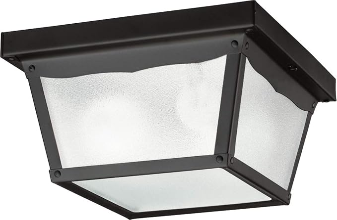 Kichler 9.25" 2 Light Outdoor Flush Mount with Clear Textured Glass in Black