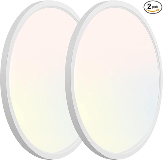 Hlite 2pack 12 inch Flush Mount LED Ceiling Light Fixtures, 24W 2400LM Super Slim, 3000K/4000K/5000K 3CCT Selectable, for Kitchen, Bedroom (White)