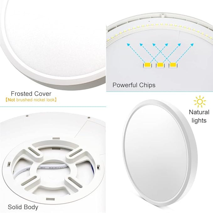 LightingWill 8.9 Inch LED Flush Mount Ceiling Light Fixture, 2800K Warm White, 1800LM, 18W, Flat Modern Round Lighting Fixture, 180W Equivalent White Ceiling Lamp for Kitchens, Bedrooms.etc.