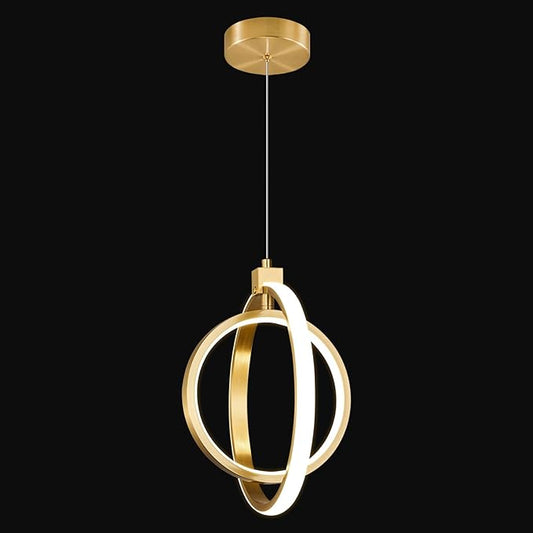 Modern LED Chandelier Gold Ring Pendant Light Fixtures 4000K Dimmable Height Adjustable Pendant Lighting for Dining Room Kitchen Island Bedroom Living Room Foyer（1-Pack）