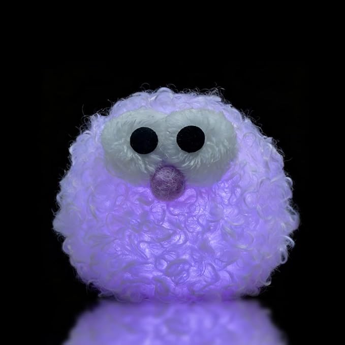 Plush Night Light Cute LED Table Lamp Cozy Dimmable Nightlight Rechargeable Bedside Lamp Funny Desk Decor Lamp for Halloween Christmas Birthday Gift (Purple)