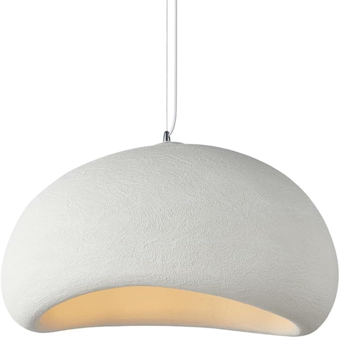 JAYMP 60cm Wabi Sabi Pendant Light for Dining Room Kitchen Island Hallway Restaurant Modern Hanging Lamp E26 Base Japanese Style Bird Nest Shape Lighting Fixture (Matte White,B Shape, 60cm/23.6in)