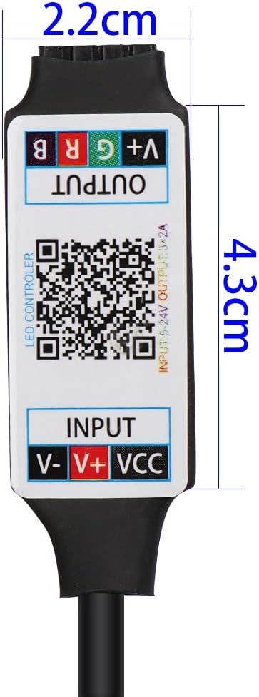 Mini RGB Bluetooth Controller DC 5V 12V 24V Music BT Smart APP Controller Light Strip Control for RGB LED Strip (Mini DC Bluetooth Black)