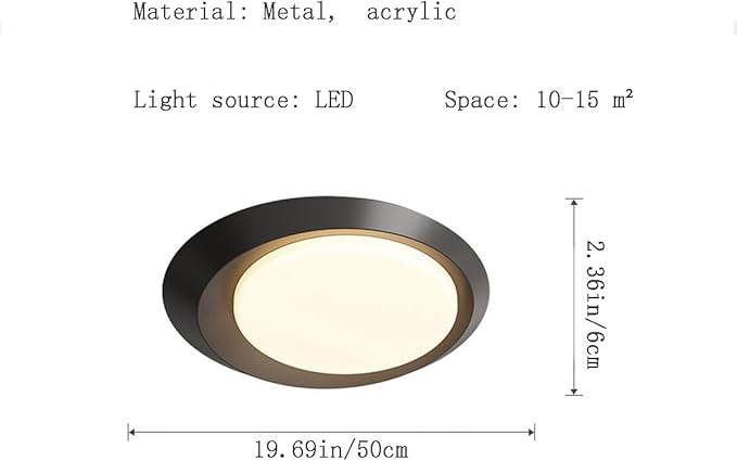 Minimalist Luxury Black Ceiling Lamp with Acrylic Shade Flat Lighting Simple Round Ceiling Lights Suitable for Bedrooms and Study Rooms