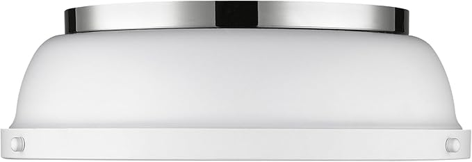 Golden Lighting 3602-14 CH-WHT Duncan Flush Mount, Chrome with Matte White Shade