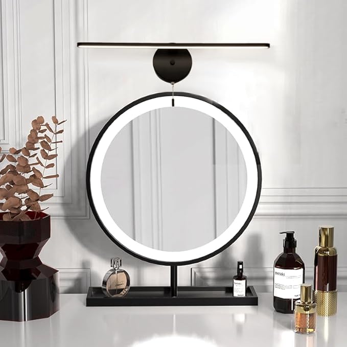 COTULIN 22 inch Black Vanity Light Bar for Bathroom, Matte Black Light Fixtures Over Mirror, Pull Chain in Wall Sconce Lighting, 4000K 12W Picture Light Under the Cabinet Lamp with On Off Switch