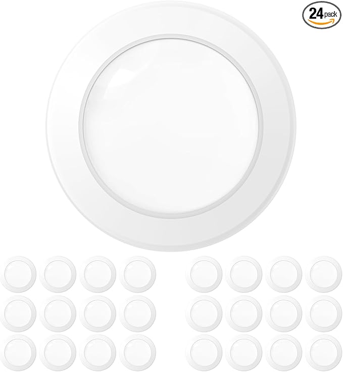 Amico 24 Pack 5/6 Inch LED Disk Lights, Dimmable Flush Mount Ceiling Disc Lights, 5000K,12W Eqv 110W, 1050LM, Low Profile Surface Mount Ceiling Light, ETL&FCC