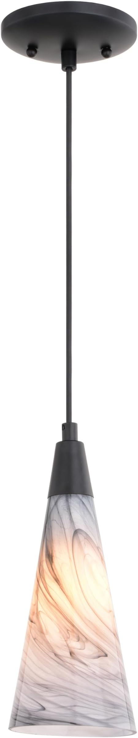 VAXCEL Milano LED Compatible Matte Black Transitional Mini Pendant Ceiling Light Multi Color Art Glass
