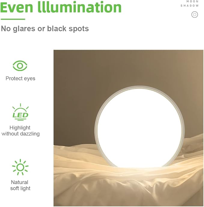 LightingWill 15.7 Inch LED Flush Mount Ceiling Light Fixture, 2800K Warm White, 3800LM, 32W, Flat Modern Round Lighting Fixture, 320W Equivalent White Ceiling Lamp for Kitchens, Bedrooms.etc.