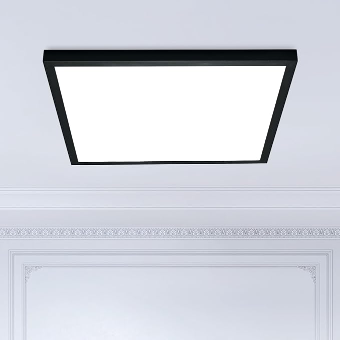 2x2 FT LED Flush Mount Panel Light 5000K 4000K 3000K Selectable & Dimmable, Black Square Surface Mount led Ceiling Light, 40W, 4400LM, 100-277V, ETL Listed, 2 Pack