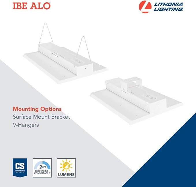 Lithonia Lighting I-Beam LED High Bay Light, Ceiling Lighting Fixture, Adjustable 12000/16000 Lumens, Selectable 4000K/5000K, LED Work Light, MVOLT 120-277V (IBE ALO21 MVOLT SWW9 80CRI DWH)