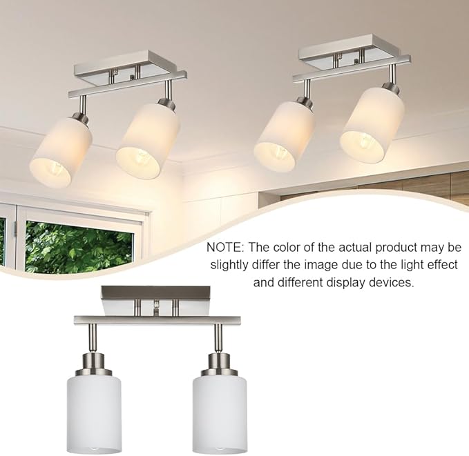 TODOLUZ 2-Light Track Light Fixtures Wall Sconce Lighting, Brushed Nickel Spotlight for Kitchen Living Room Dining Room Hallway, E26 Bulb Base