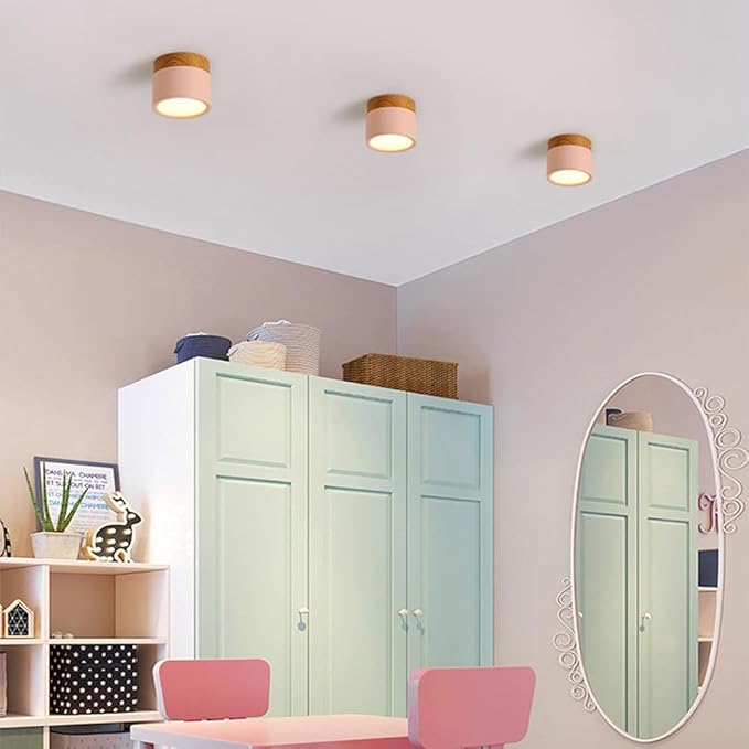 4.2-Inch Macaron Style Ceiling Light, Nordic Modern Ceiling Light Fixture, 15W LED Mini Cylinder Minimalist Close to Ceiling Lamp for Bedroom Hallway Entryway Kitchen Foyer Office