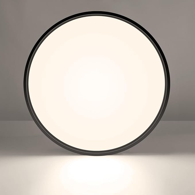 LightingWill 15.7 Inch Black Flush Mount LED Ceiling Light Fixture 32W, 4000K Daylight White, 3800LM, Flat Modern Round Closet Lighting Fixtures, Low Profile Ceiling Lamp for Bedrooms, Hallway .etc.