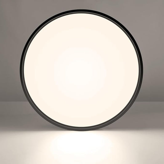 LightingWill 15.7 Inch Black Flush Mount LED Ceiling Light Fixture 32W, 4000K Daylight White, 3800LM, Flat Modern Round Closet Lighting Fixtures, Low Profile Ceiling Lamp for Bedrooms, Hallway .etc.