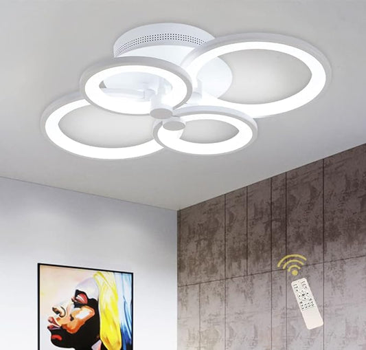Ganeed Dimmable Modern Ceiling Light,Metal Acrylic LED Flush Mount Ceiling Light Fixtures,56W LED Chandelier Light Fixture for Living Room Kitchen Bedroom Dinner Room,3000-6500K
