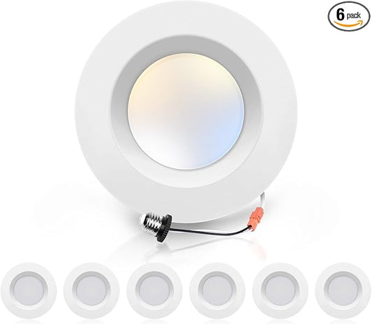 ECOELER 5/6 Inch LED Can Lights Retrofit Recessed Lighting, 2700K-6000K 5CCT Selectable Recessed Lights, 16.5W 1200Lm, LED Dimmable Downlight for Kitchen, Bathroom, ETL & FCC Listed, 6 Pack