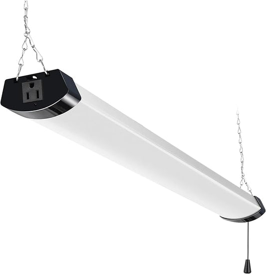 hykolity 4FT 120W LED Shop Light Linkable, 13000lm(400w Equivalent), 5000K Utility Shop Lights for Garages, Workshops, Basements, Hanging or FlushMount, with Power Cord and Pull Chain, ETL, Black
