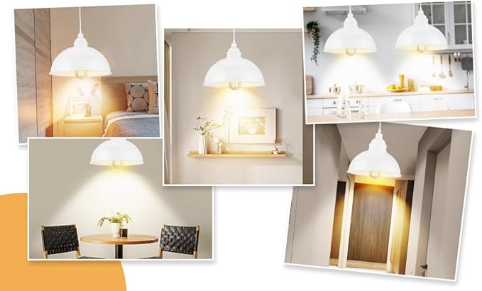 Plug in Pendant Light, 15FT Hanging Lights with Plug in Cord, On/Off Switch, Industrial Pendant Light with Plug in Cord, Metal Hanging Lamps for Living Room, Kitchen, Dining Room-Large White