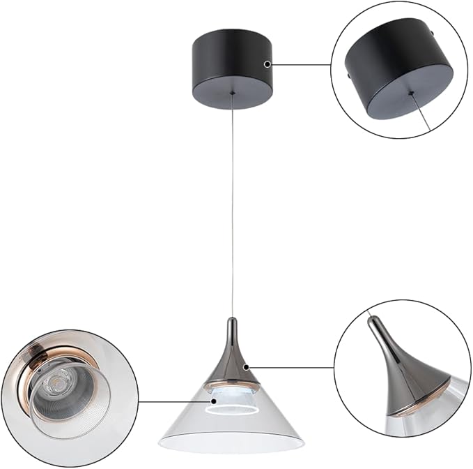 Hanging Pendant Light Pendant Light fixtures for Office Dining Room Kitchen Living Room Bedroom, Light Pendants for Kitchen Island, Dimmable, 110V, 12W, 1200lm, 6000K