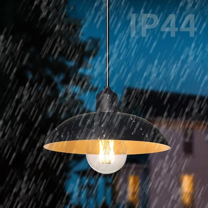 2X Battery Operated Outdoor Chandelier for Gazebo Pendant Light Industrial Hanging Lamp with Remote Decorative Lights Indoor Lantern Powered by 4*AA Batteries for Porch Pavilion Camping