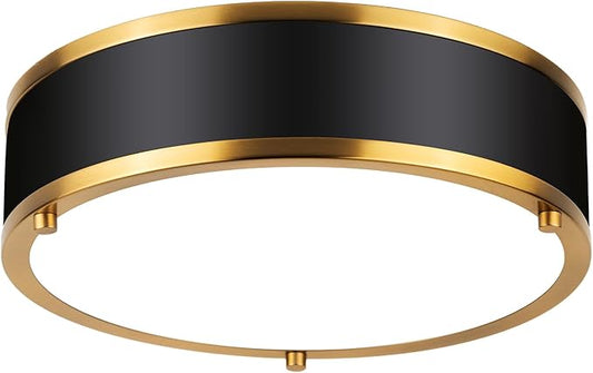 Edwarmlux 12.5 Inch LED Flush Mount Light Fixture, 26W, Modern Ceiling Light, 3 Color Adjustable 3000K/4000K/5000K, Dimmable for Bedroom, Hallway, Bathroom, Kitchen (Black Gold)