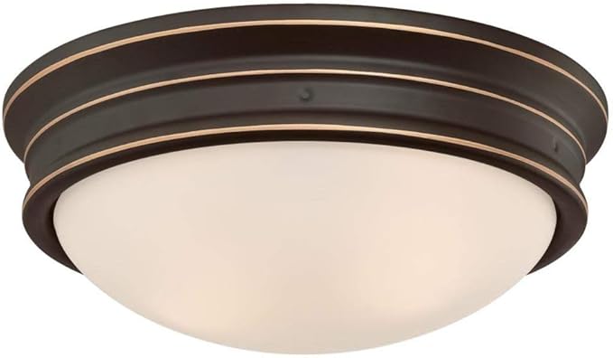 Westinghouse 6370600 Meadowbrook 13-Inch, Two-Light Indoor Flush Mount Light Fixture, Oil Rubbed Bronze Finish and Frosted Glass
