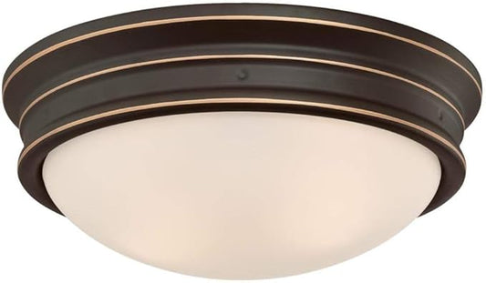 Westinghouse 6370600 Meadowbrook 13-Inch, Two-Light Indoor Flush Mount Light Fixture, Oil Rubbed Bronze Finish and Frosted Glass