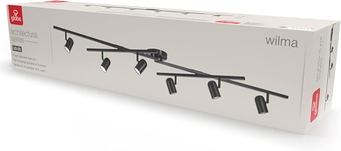 Globe Electric 59471 6-Light Foldable LED Integrated Track Lighting, Matte Black, Center Swivel Bars, 2400 Lumen
