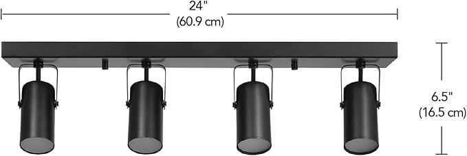 GLOBE Electric 64000051 24" 4-Light 22W Dimmable LED Integrated Track Lighting, Matte Black, Lighting for Kitchen, Bathroom, Bedroom, or Dining Room, Living Room Ceiling Lights, Light Fixture