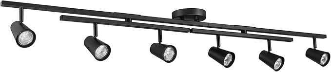 GLOBE Electric 64000169 51" 6-Light Adjustable Track Lighting, Matte Black, Center Swivel Bars, Pivoting Track Heads, Ceiling Light, Home Improvement