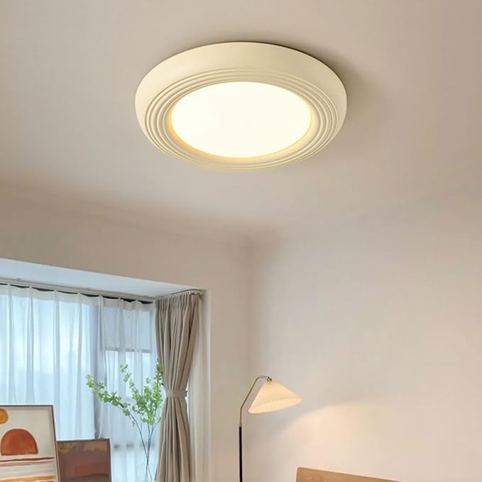 Modern Minimalist Bedroom Ceiling Lamp with Plastic Shade Flat Lighting Round Ceiling Lights for Balcony Suitable for Hallways and Entryways