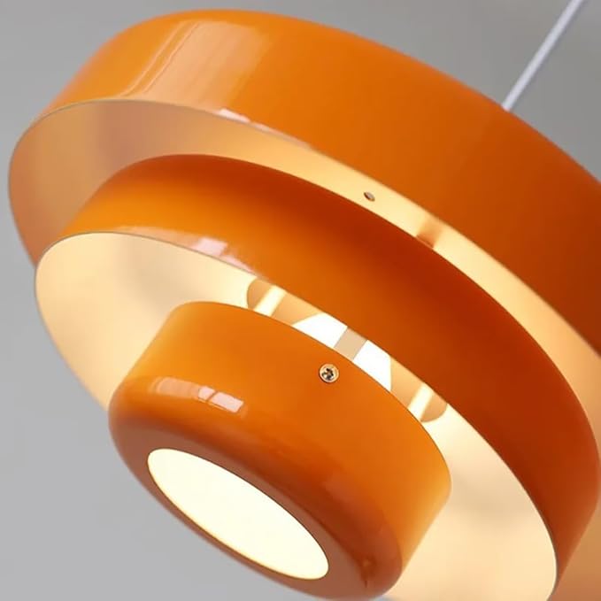 Set of 2 Orange Pendant Lights, Nordic Flush Mount Mid Century Modern Chandeliers for Kitchen Island, Dining Room, Pantry, Farmhouse Ceiling