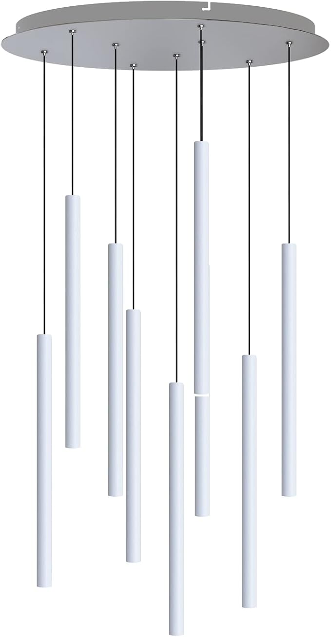 CANALIS 9 Mini Pendant Lighting White - LED Hanging Light Fixture for Kitchen Island, Bar, Foyer - Cluster Pendants - Dimmable, Adjustable Wire, Lamp Bulb Included