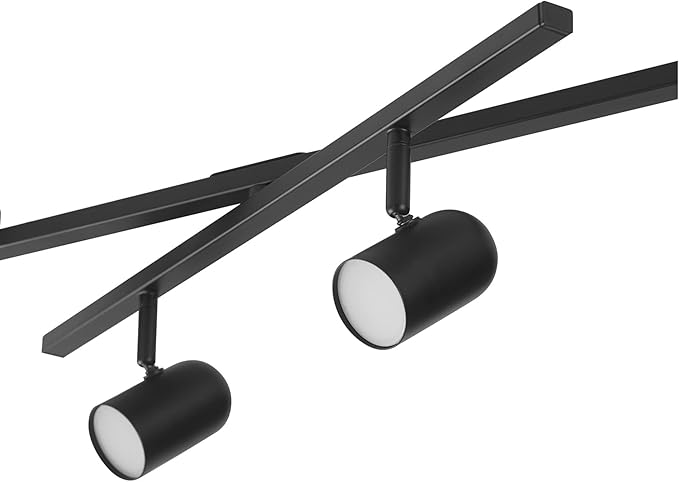 Globe Electric 59471 6-Light Foldable LED Integrated Track Lighting, Matte Black, Center Swivel Bars, 2400 Lumen