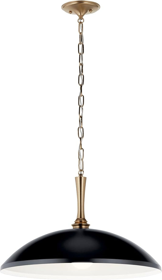 Kichler Delarosa 1-Light Pendant, Updated Traditional Light in Black and Champagne Bronze, Sloped Ceiling Compatible, for Your Kitchen, Dining Room or Hallway (12.75" x 20.25"), 52638BK
