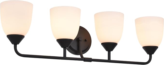 Black 4-Light Traditional Bathroom Vanity Light Fixtures Over Mirror, Modern Vanity Lights for Living Room, Standard E26 Base, Textured Black
