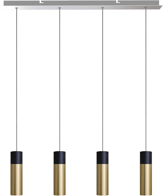 Vela 4 Mini Pendant Lighting Black-Brass - LED Hanging Light Fixture for Kitchen Island, Bar, Foyer - Cluster Pendants - Dimmable, Adjustable Wire, Lamp Bulb Included