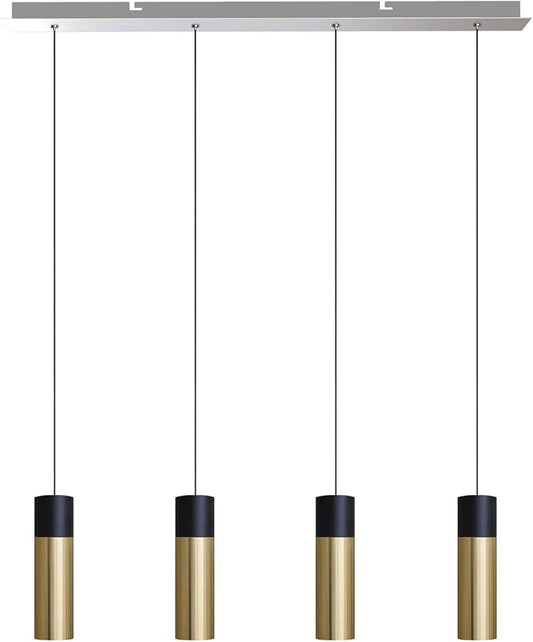 Vela 4 Mini Pendant Lighting Black-Brass - LED Hanging Light Fixture for Kitchen Island, Bar, Foyer - Cluster Pendants - Dimmable, Adjustable Wire, Lamp Bulb Included