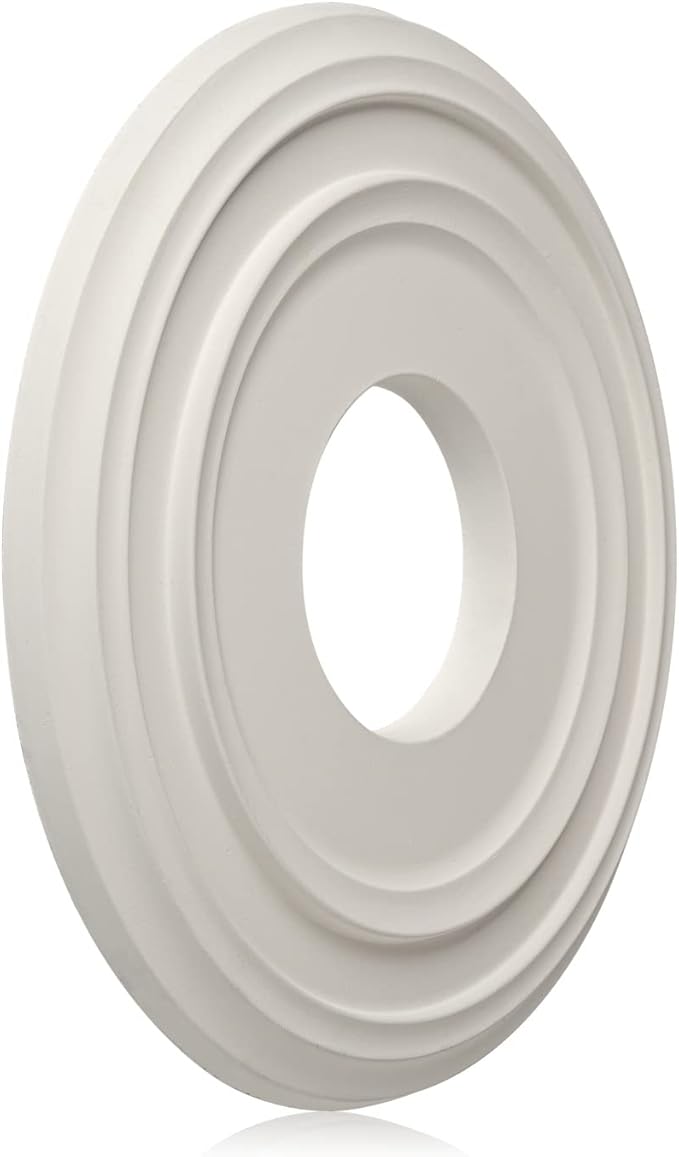 EIFHYT White PU Ceiling Medallions for Light Fixtures and Ceiling Fans, 12-2/8"OD x 4" ID x 1" P (Fits Canopies up to 7")