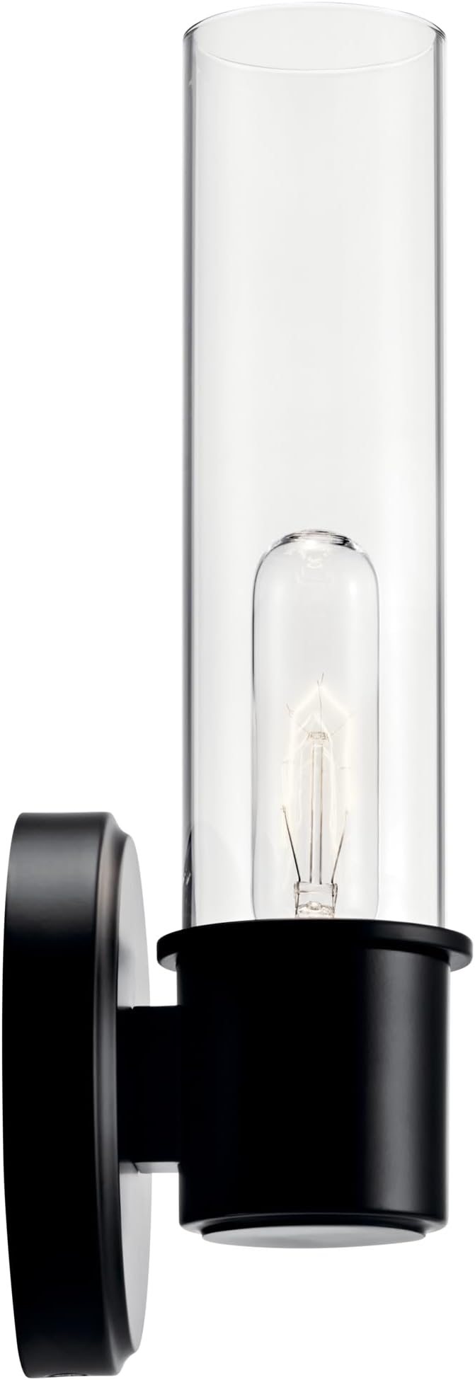 Kichler Aviv 1-Light Wall Sconce, Modern Light with Clear Glass in Black, for Bedroom, Laundry Room, Kitchen or Hallway (13" x 5.5"), 52653BK