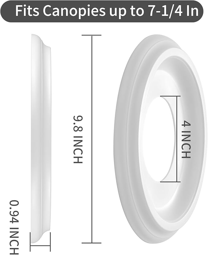 2Packs Molded Nylon Ceiling Medallion for Light Fixtures and Ceiling Fans, 9.8"OD x 4"ID x 0.94"P (Fits Canopies up to7-1/4")（White）