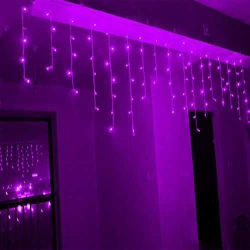 Lainin 3.5M/11ft 96 LED Linkable Fairy Curtain String Light with 8 Modes Control for Indoor/Outdoor/Patio/Wedding/Valentines Day/Christmas Party 4th of July Decor(Purple)