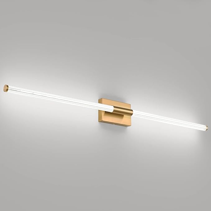Modern LED Vanity Light, 360° Full Lighting Bathroom Light Fixture Over Mirror, 36W 5500K Cool White, Hardwired Wall Sconce, 47.2 Inch, Brass