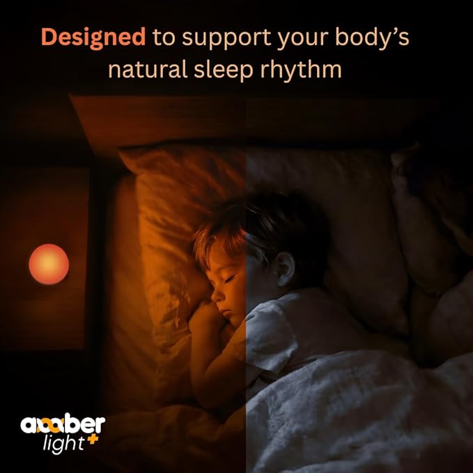 Amber Light + Pebble - Rechargeable Sleep Lamp, Blue Light Free Night Lamp for Bedtime Reading, 1000mAh Battery, Melatonin-Friendly Ambient Glow, 3.5 Inch (Amber)