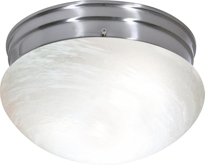 NUVO SF76/674 Two Light Mushroom Flush Mount, Brushed Nickel/Alabaster Glass