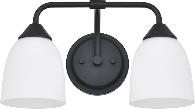 Black 2-Light Traditional Bathroom Vanity Light Fixtures Over Mirror, Modern Vanity Lights for Living Room, Standard E26 Base, Textured Black